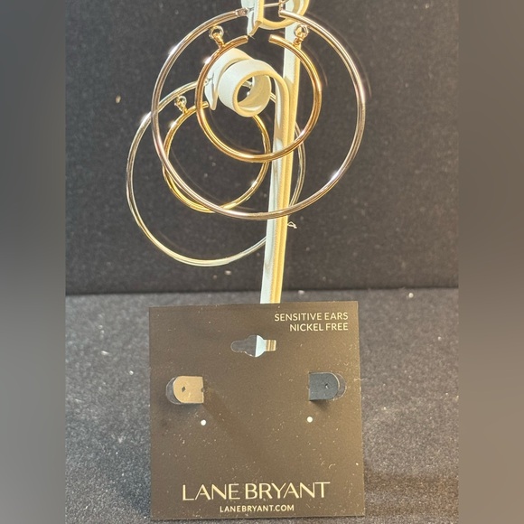 Lane Bryant Silver and Gold Double Hoop Earrings 2.25 inch - Picture 8 of 9